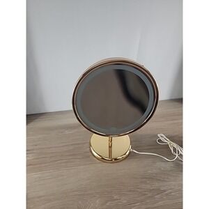 Underwriters Laboratories Makeup Mirror 3X Gold & White Portable Vintage